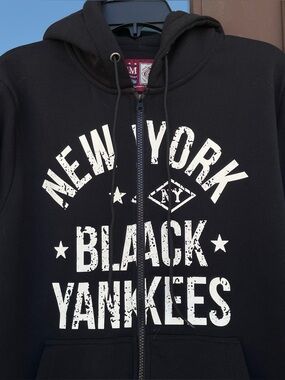 NLBM Negro League BLACK YANKEES Full-Zip Hooded Sweatshirt M